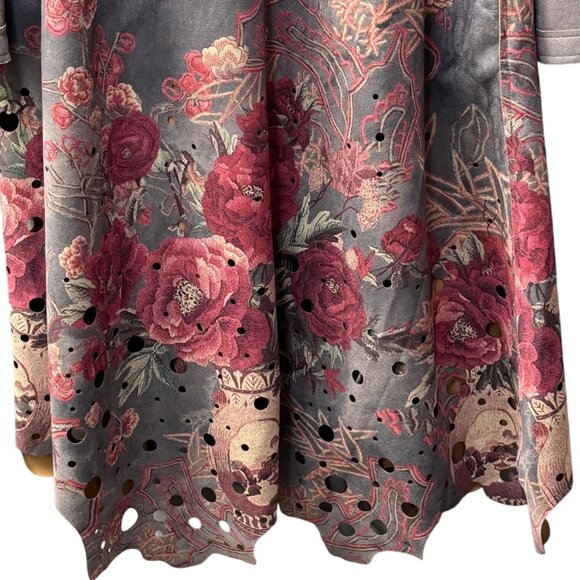 Adore Taupe‎ Knitwear Swing Coat. Trench Jacket With Floral Embroidery & Scarf - Picture 11 of 16